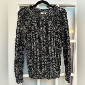 Gap Y2K Preppy Chic Chunky Black & White Cable Open Knit Sweater Women’s Size XS